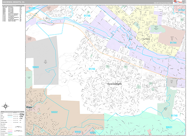 Hacienda Heights Map Premium Style